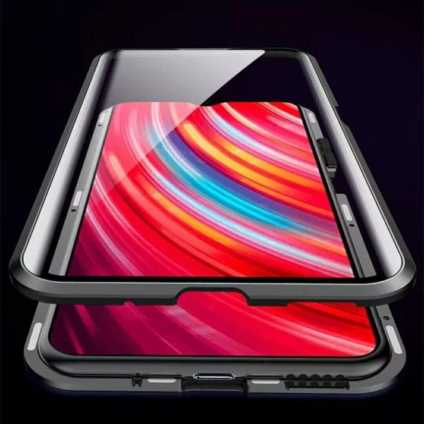 Магнитный чехол с защитным стеклом для Xiaomi Redmi Note 8T - Черный фото 3
