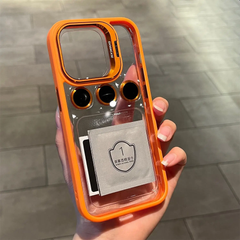 Чехол с подставкой и стеклом на камеру Lens Shield для iPhone 14 Pro Max - Оранжевый фото 1