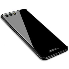 Силіконовий чохол зі скляної кришкою для Huawei Honor 9 - Чорний фото 1