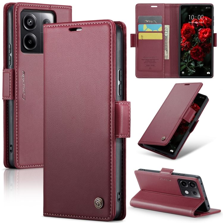 Кожаный чехол-книжка Retro Case для Xiaomi Redmi Note 13 Pro / Poco M6 Pro цвет Красный