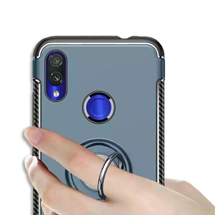 Противоударный чехол с кольцом для Huawei P30 lite - Синий фото 4