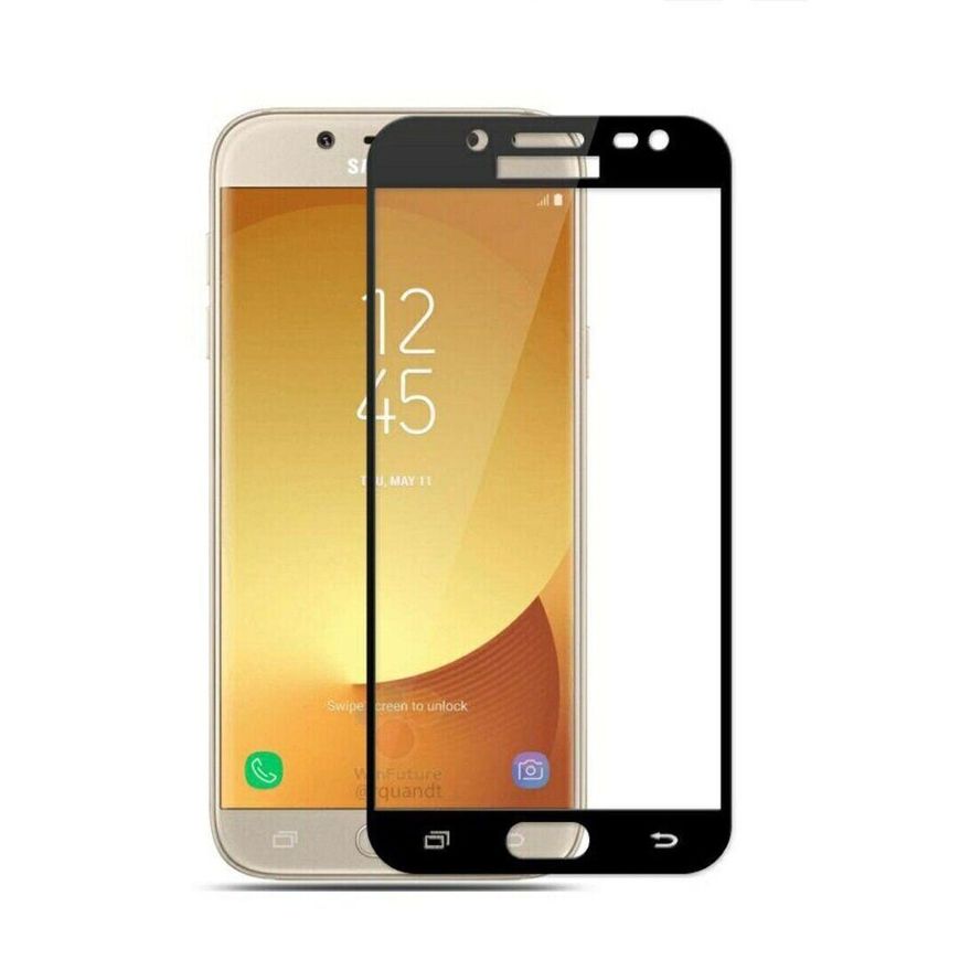 Защитное стекло 2.5D на весь экран для Samsung Galaxy J7 (2017) / J730 - Черный фото 1