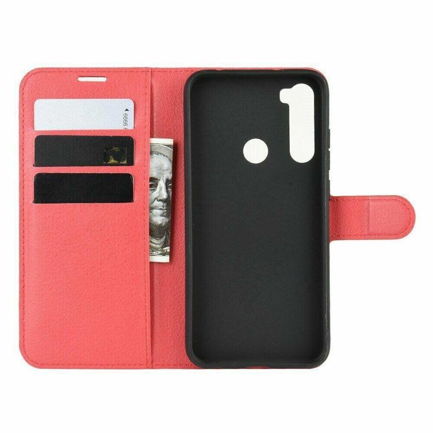 Чехол-Книжка с карманами для карт на Xiaomi Redmi Note 8 - Красный фото 3