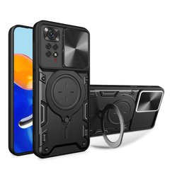 Чехол Magnetic Stand с защитой камеры для Xiaomi Redmi Note 11 4G / 11s - Черный фото 1