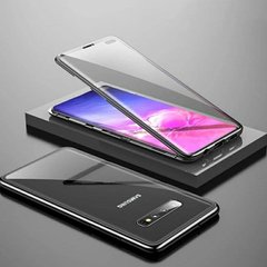 Магнитный чехол с защитным стеклом для Samsung Galaxy S10 - Чёрный фото 1