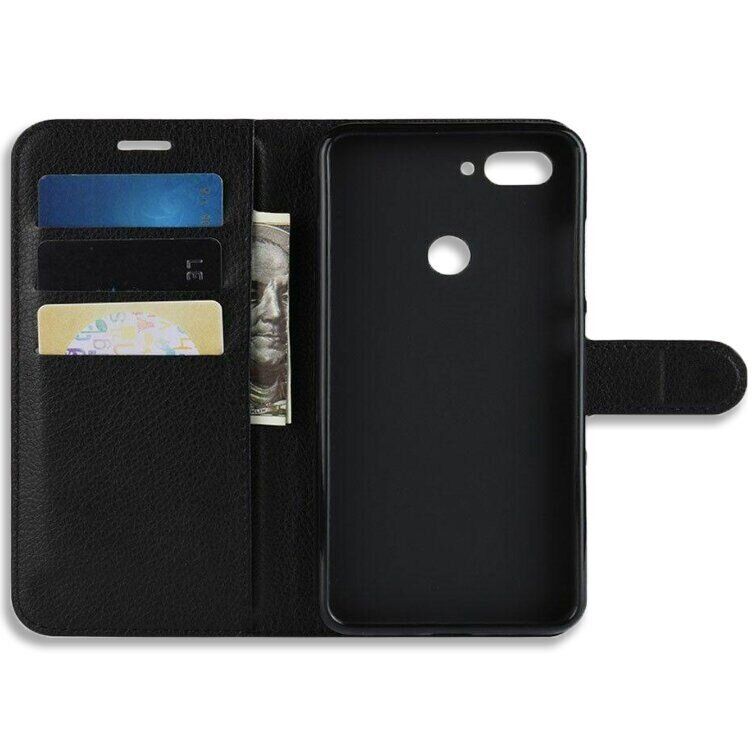 Чехол-Книжка с карманами для карт на Xiaomi Mi8 lite - Черный фото 3