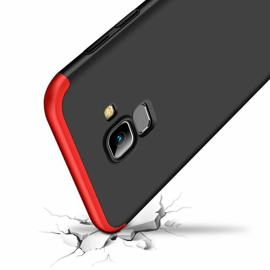 Чехол GKK 360 градусов для Samsung Galaxy A8 (2018) - Черно-Красный фото 2