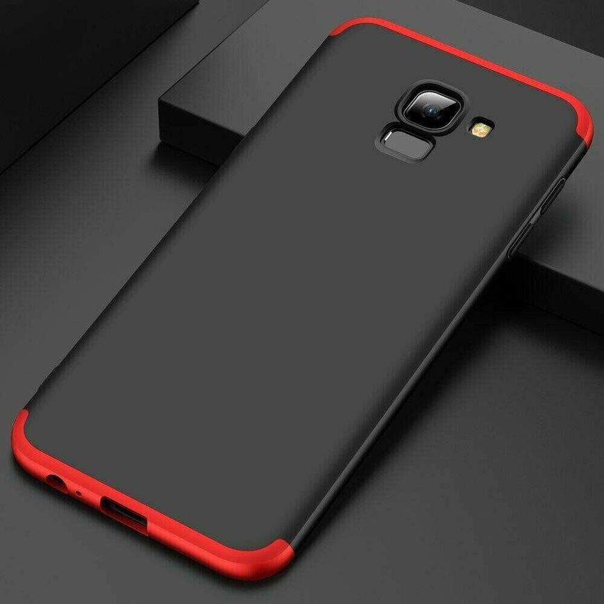 Чехол GKK 360 градусов для Samsung Galaxy A8 (2018) - Черно-Красный фото 3