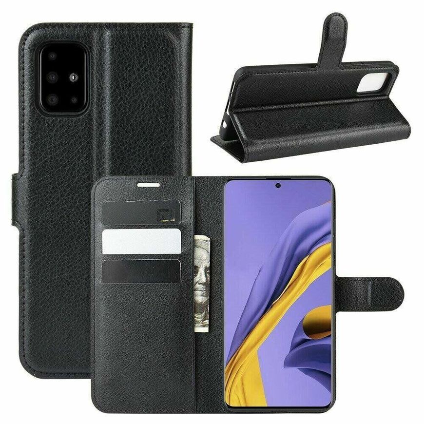 Чохол книжка з кишенями для карт на Samsung Galaxy A51 - Чорний фото 1