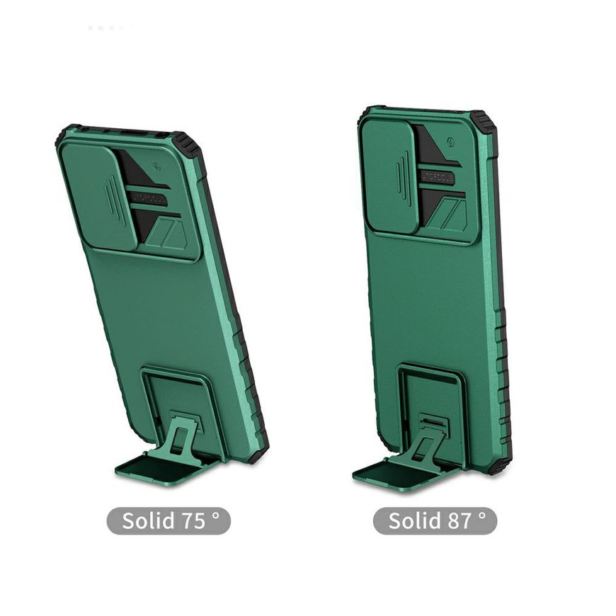 Чехол Kickstand с защитой камеры для Xiaomi Redmi Note 11 4G / 11s / Note 12s - Зелёный фото 2