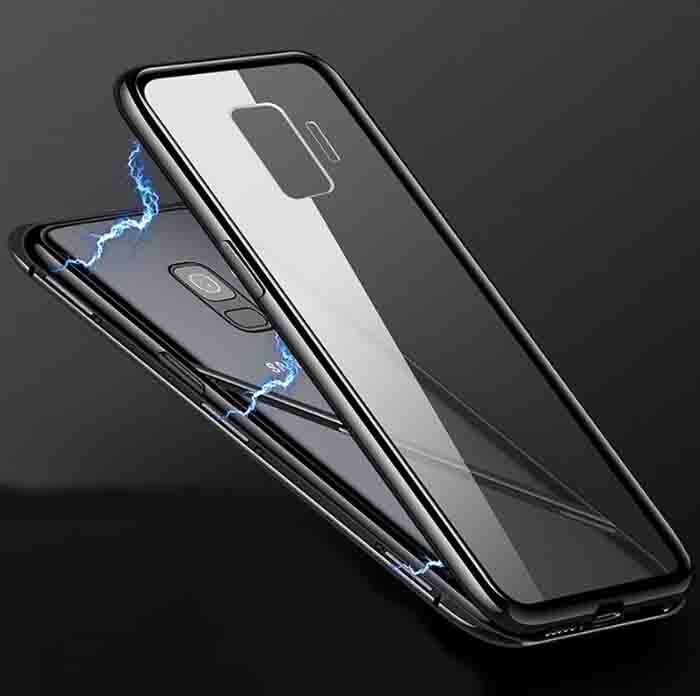 Магнитный чехол с защитным стеклом для Samsung Galaxy S9 - Черный фото 2