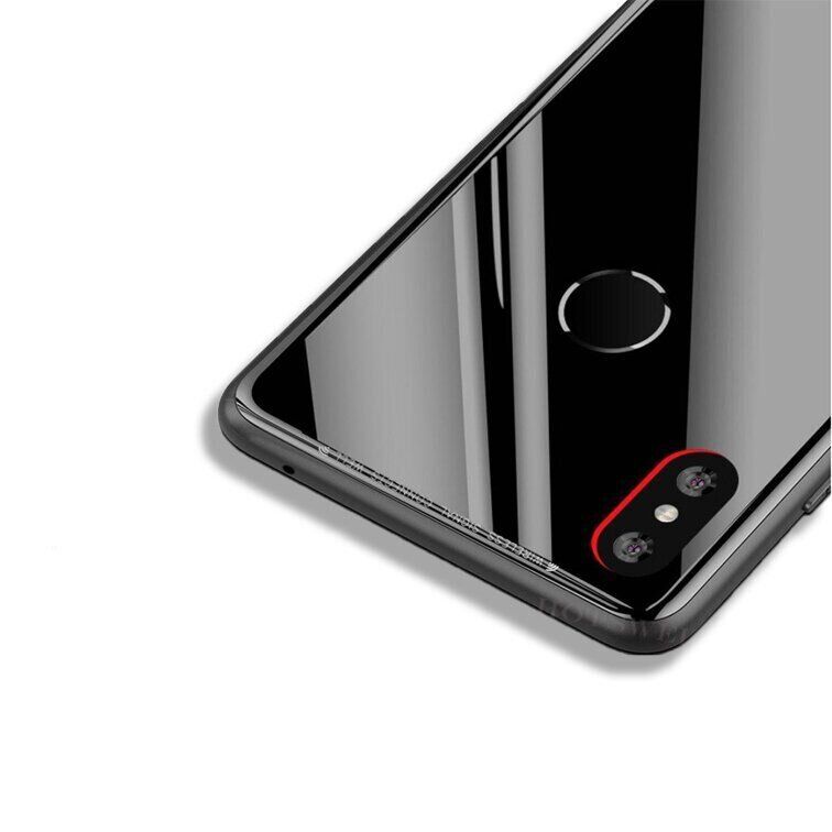 Силіконовий чохол зі скляної кришкою для Xiaomi MiA2 lite / Redmi 6 Pro - Чорний фото 2