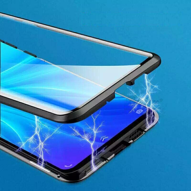 Магнитный чехол с защитным стеклом для Huawei P Smart S - Синий фото 3
