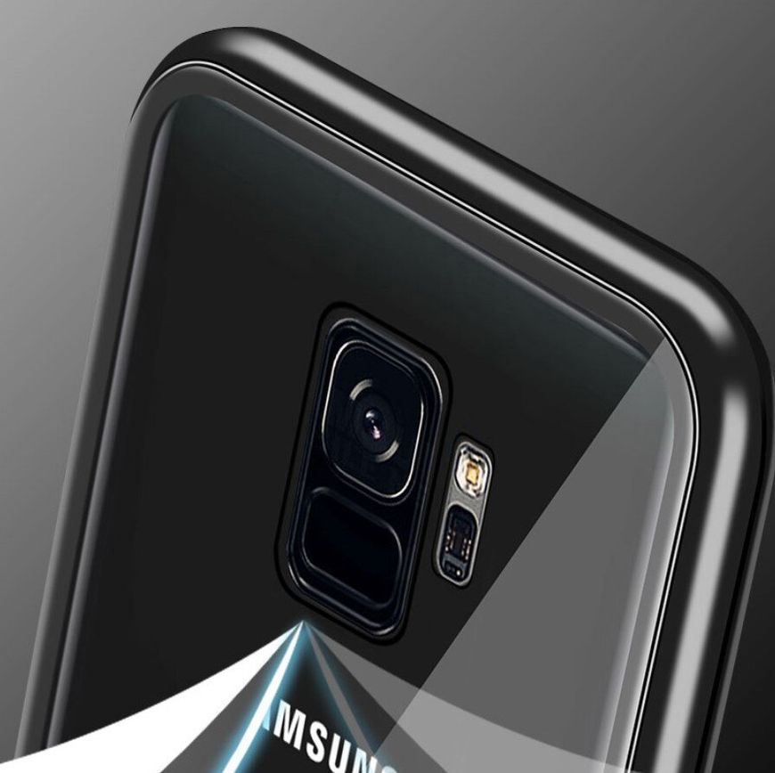 Магнитный чехол с защитным стеклом для Samsung Galaxy S9 - Черный фото 3