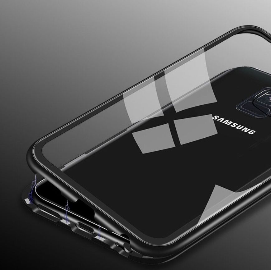 Магнитный чехол с защитным стеклом для Samsung Galaxy S9 - Черный фото 4