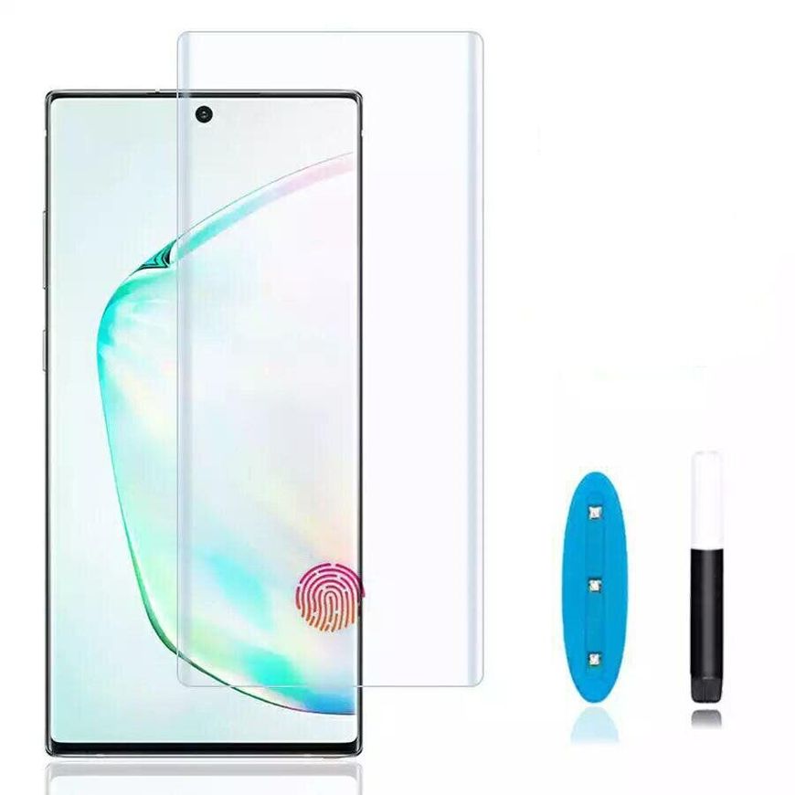 Защитное стекло 3D на весь экран для Samsung Galaxy Note 10 Plus (с ультрафиолетовым клеем) - Прозрачный фото 1