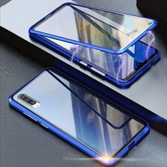 Магнитный чехол с защитным стеклом для Huawei P Smart S - Синий фото 1