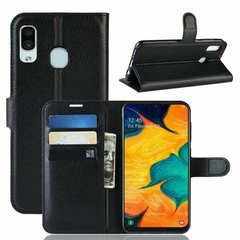 Чохол книжка з кишенями для карт на Samsung Galaxy A20 / A30 - Чорний фото 1