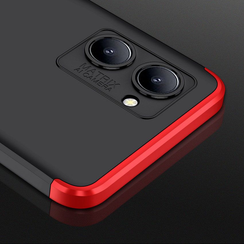 Чехол GKK 360 градусов для Realme C33 цвет Черно-Красный