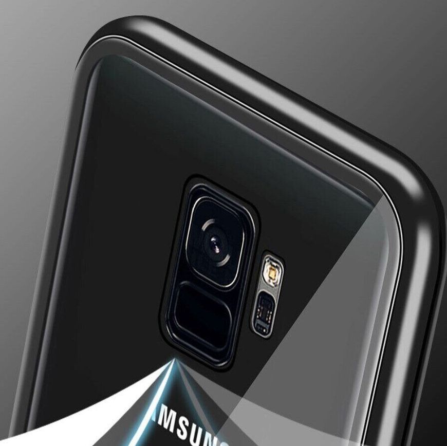 Магнитный чехол с защитным стеклом для Samsung Galaxy S9 Plus - Черный фото 3