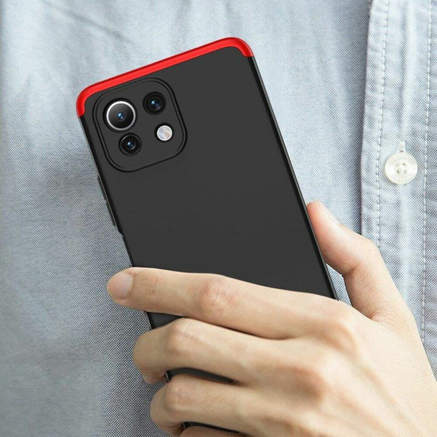 Чехол GKK 360 градусов для Xiaomi Mi 11 lite - Черно-Красный фото 5