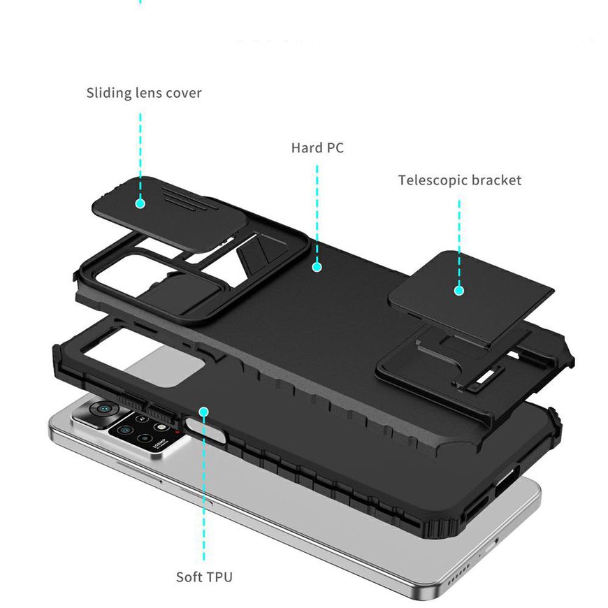 Чехол Kickstand с защитой камеры для Xiaomi Redmi Note 11 4G / 11s / Note 12s - Зелёный фото 3