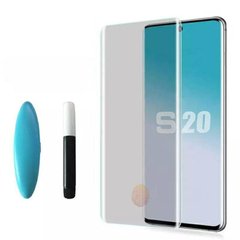 Защитное стекло 3D на весь экран для Samsung Galaxy S20 (с ультрафиолетовым клеем) - Прозрачный фото 1