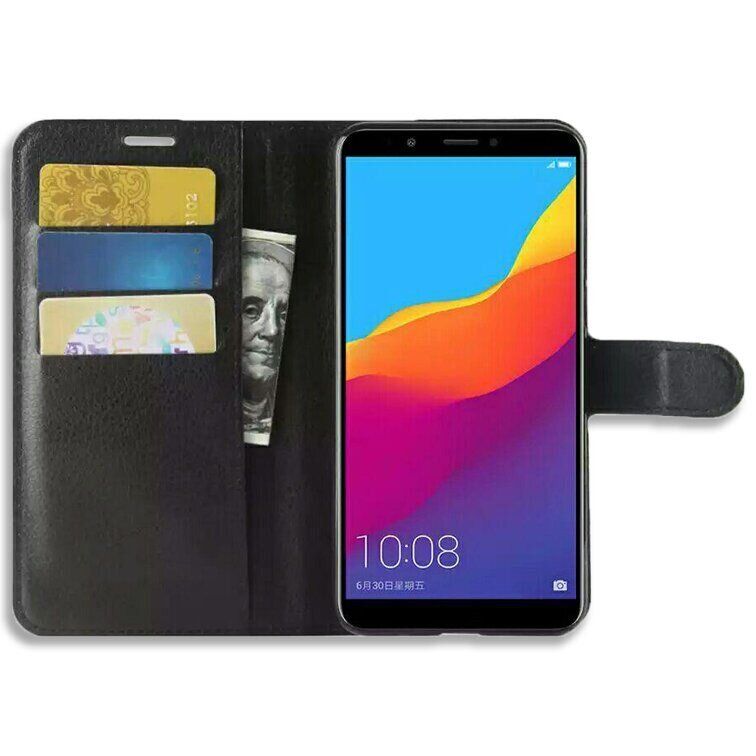 Чохол книжка з кишенями для карт на Huawei Y6 Prime (2018) / Honor 7A Pro - Чорний фото 2