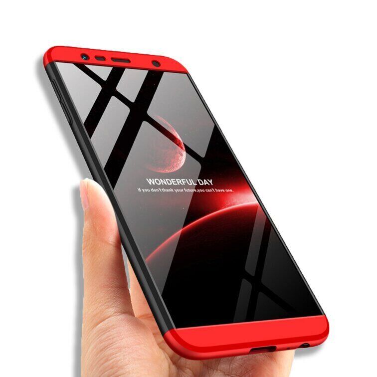 Чехол GKK 360 градусов для Samsung Galaxy J4 Plus - Черно-Красный фото 3