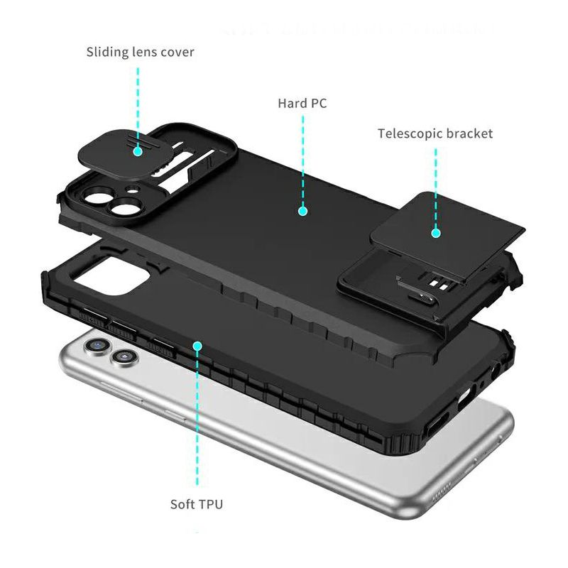 Чехол Kickstand с защитой камеры для Samsung Galaxy A04 - Черный фото 5