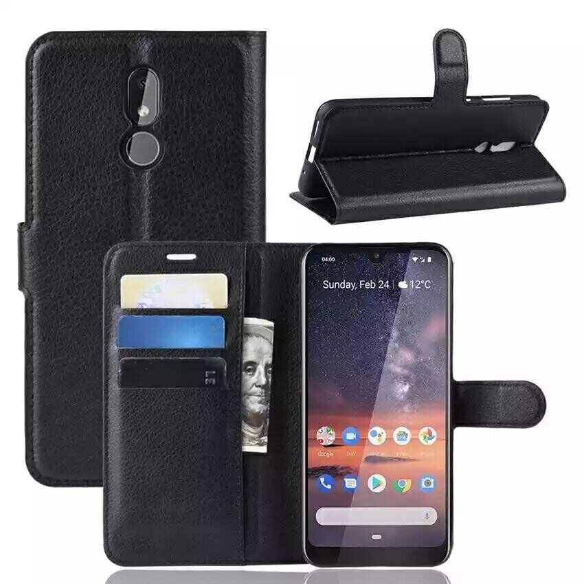 Чохол книжка з кишенями для карт на Nokia 3.2 - Чорний фото 1