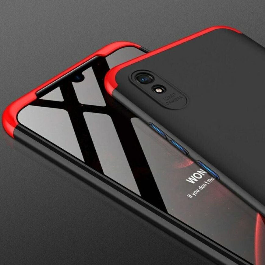 Чехол GKK 360 градусов для Xiaomi Redmi 9A - Черно-Красный фото 2