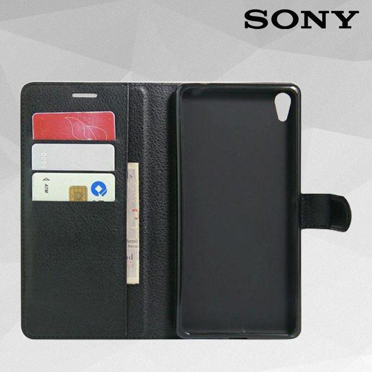 Чохол книжка з кишенями для карт на Sony Xperia XA1 Ultra - Чорний фото 4