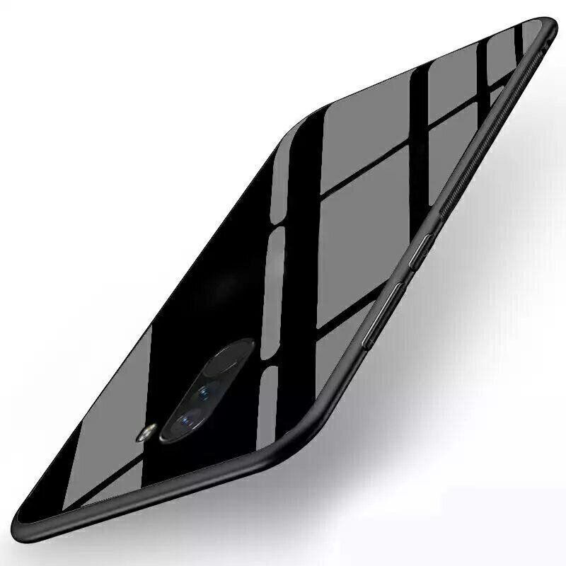 Силиконовый чехол со Стеклянной крышкой для Poco F1 - Черный фото 2