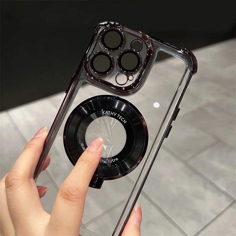 Силиконовый чехол с кольцом для iPhone 14 Pro Max - Черный фото 4