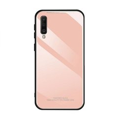 Силіконовий чохол зі скляної кришкою для Samsung Galaxy A7 (2018) / A750 - Рожевий фото 1