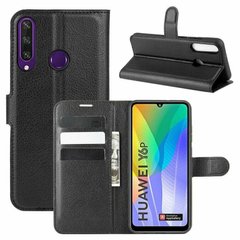 Чехол-Книжка с карманами для карт на Huawei Y6P - Черный фото 1