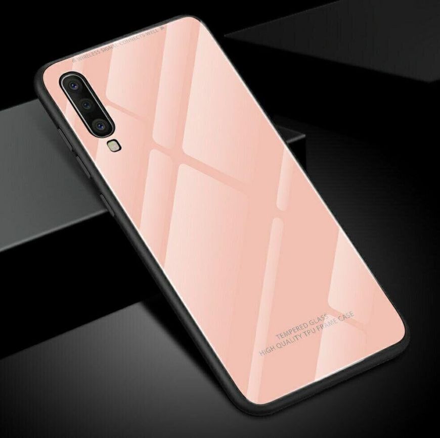 Силіконовий чохол зі скляної кришкою для Samsung Galaxy A7 (2018) / A750 - Рожевий фото 2