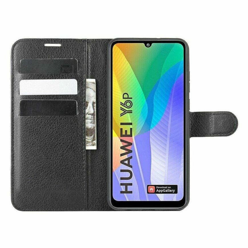 Чохол книжка з кишенями для карт на Huawei Y6P - Чорний фото 2