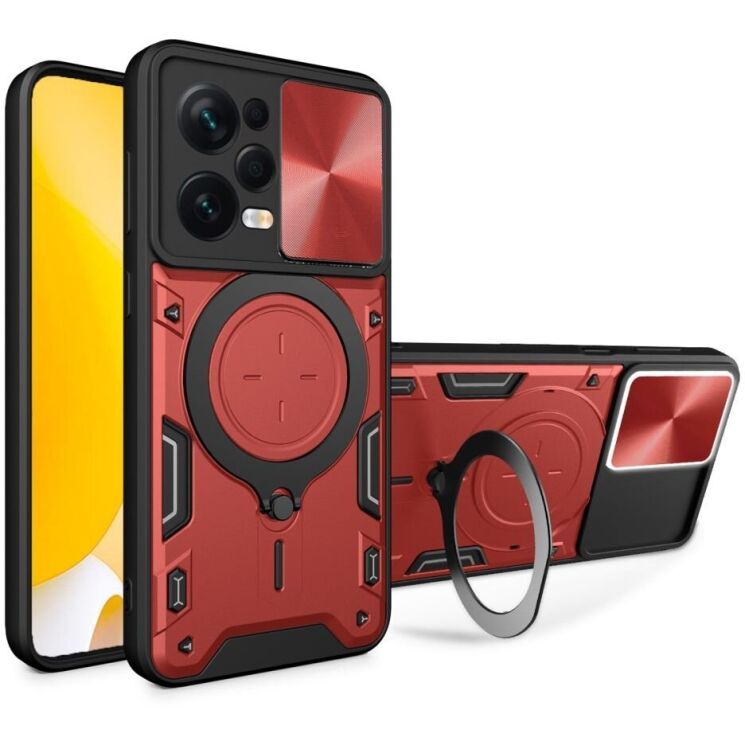 Чехол Magnetic Stand с защитой камеры для Xiaomi Redmi Note 12 Pro Plus цвет Красный