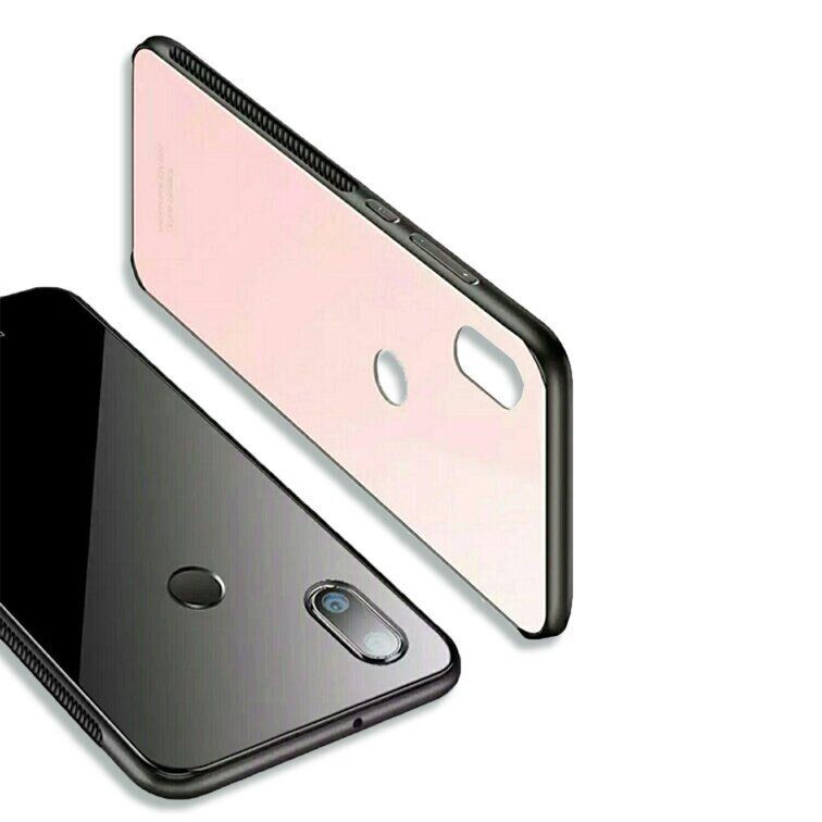 Силиконовый чехол со Стеклянной крышкой для Xiaomi Redmi Note 5 - Черный фото 4