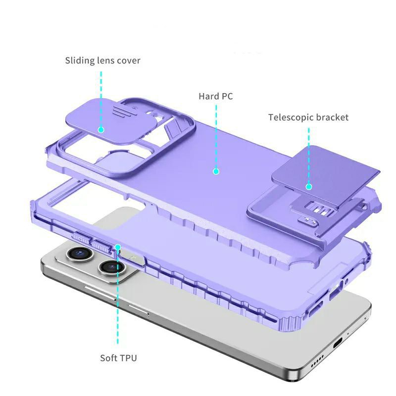 Чохол Kickstand із захистом камери для Xiaomi Redmi Note 12 4G колір Фіолетовий