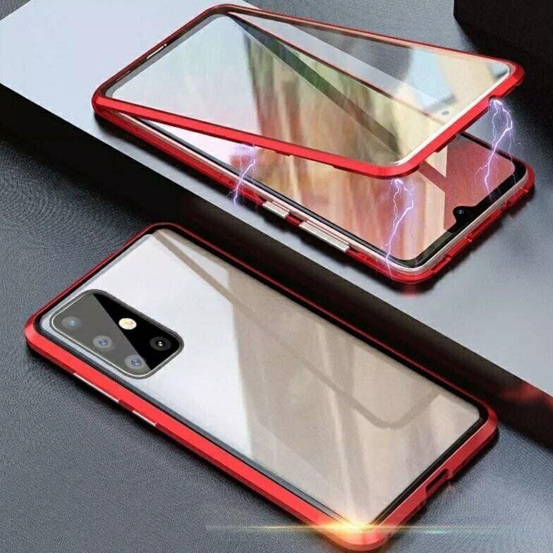 Магнитный чехол с защитным стеклом для Samsung Galaxy A52 - Красный фото 2
