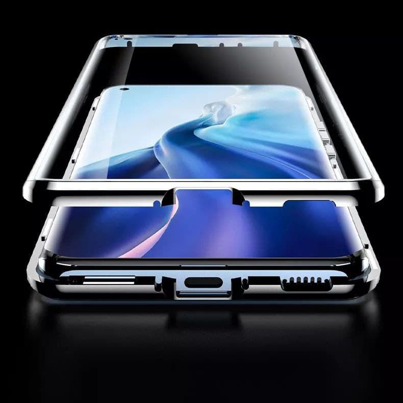 Магнитный чехол с защитным стеклом для Xiaomi Mi 11 lite - Черный фото 5