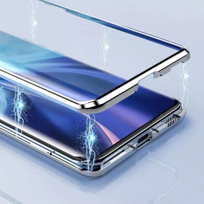 Магнитный чехол с защитным стеклом для Xiaomi Mi 11 lite - Синий фото 2