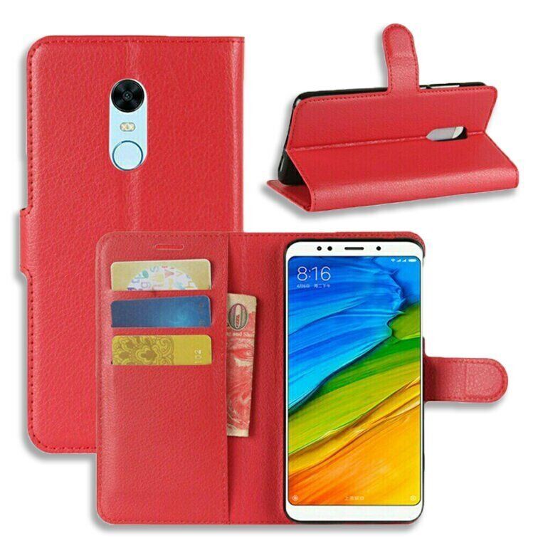 Чехол-Книжка с карманами для карт на Xiaomi Redmi 5 - Красный фото 1