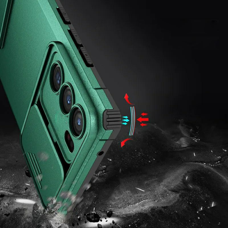 Чехол Kickstand с защитой камеры для Oppo A16 / A54s - Красный фото 3