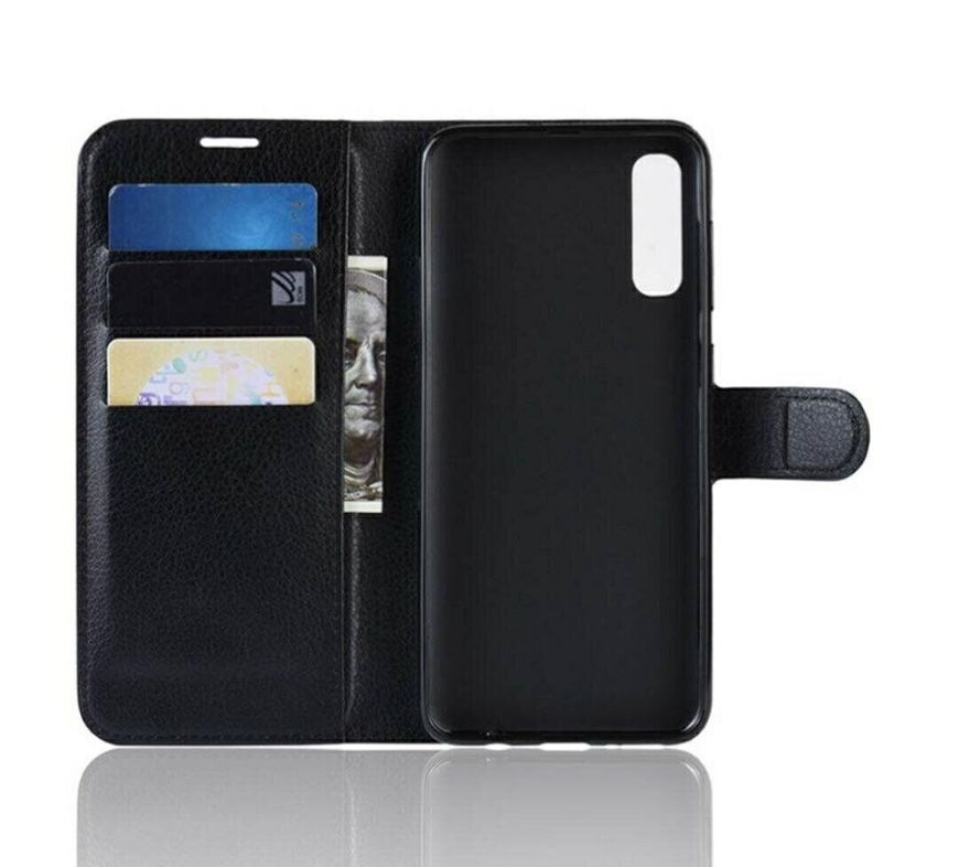 Чохол книжка з кишенями для карт на Samsung Galaxy A70 - Чорний фото 3