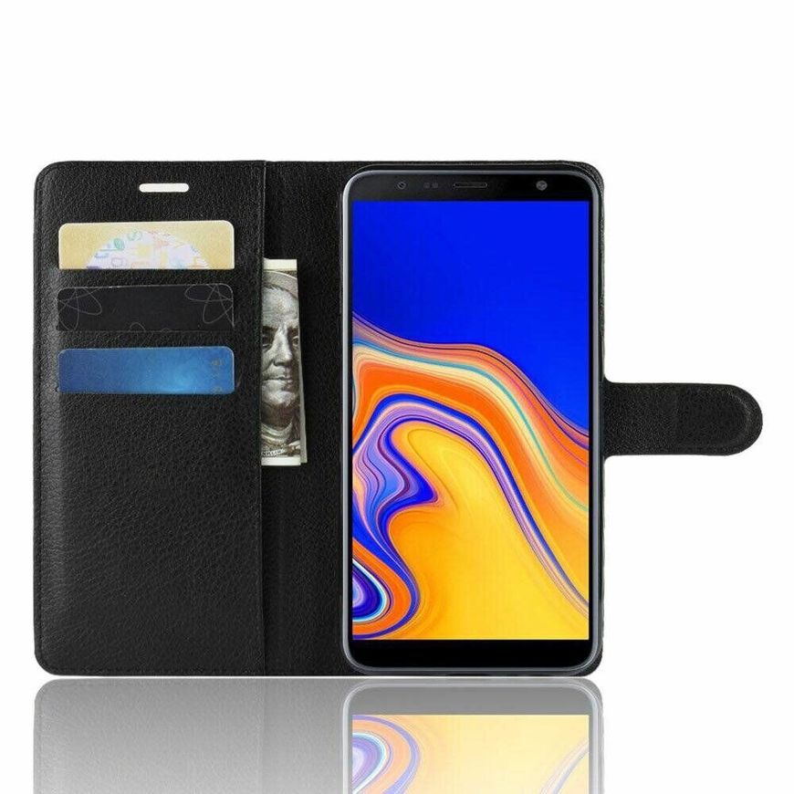 Чохол книжка з кишенями для карт на Samsung Galaxy J4 Plus - Чорний фото 2