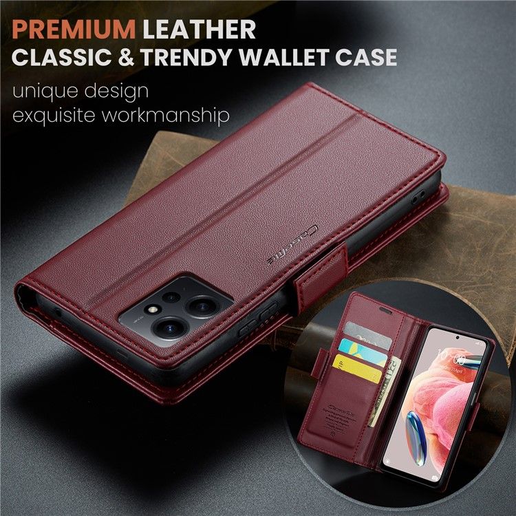 Кожаный чехол-книжка Retro Case для Xiaomi Redmi 12 цвет Красный